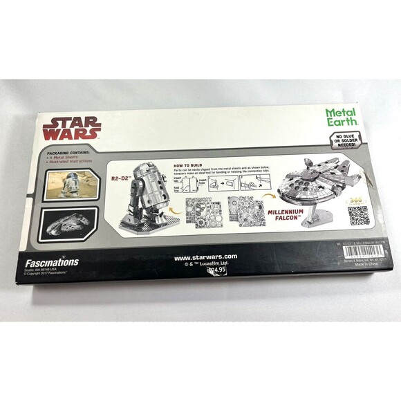 Fascinations Metal Earth Millennium Falcon & R2-D2 3D Metal Model Kit New Sealed - Picture 2 of 8